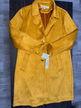 Kenneth Cole New York Mustard Suede Trench Coat